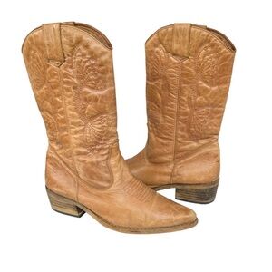 Steve Madden Chestnut Nubuck Leather Pointed Toe Cowgirl Western Boots Womens 40